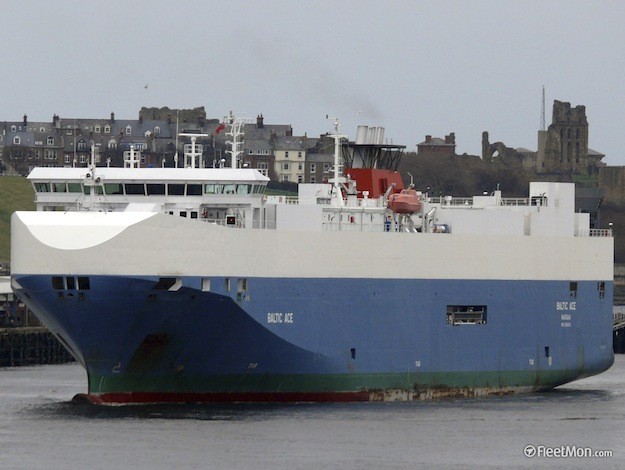 Car carrier the Baltic Ace, sailing under a Bahamas flag is seen on this undated handout photo released to Reuters by FleetMon.com
